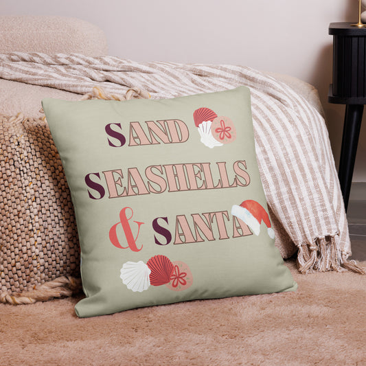 Sand Seashells and Santa Premium Pillow