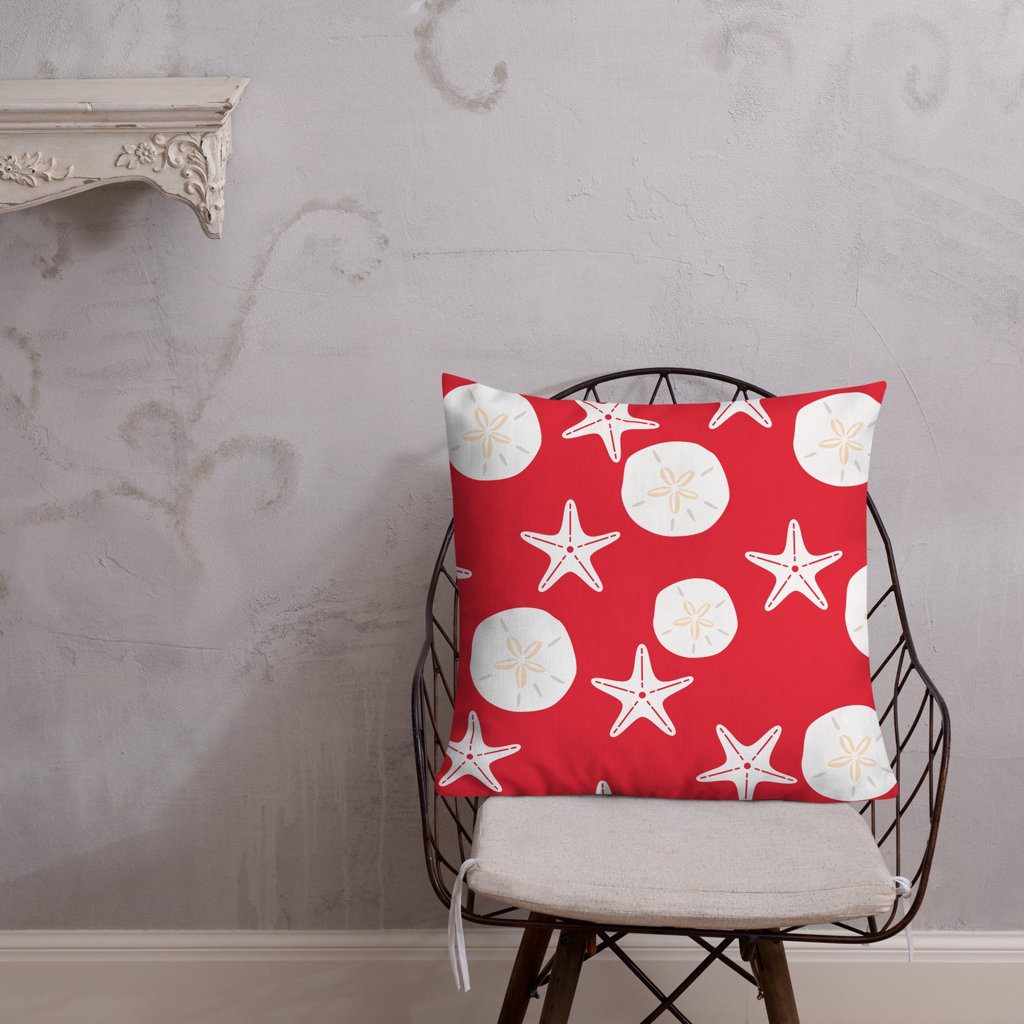 Starfish and Sand Dollars Red Premium Pillow