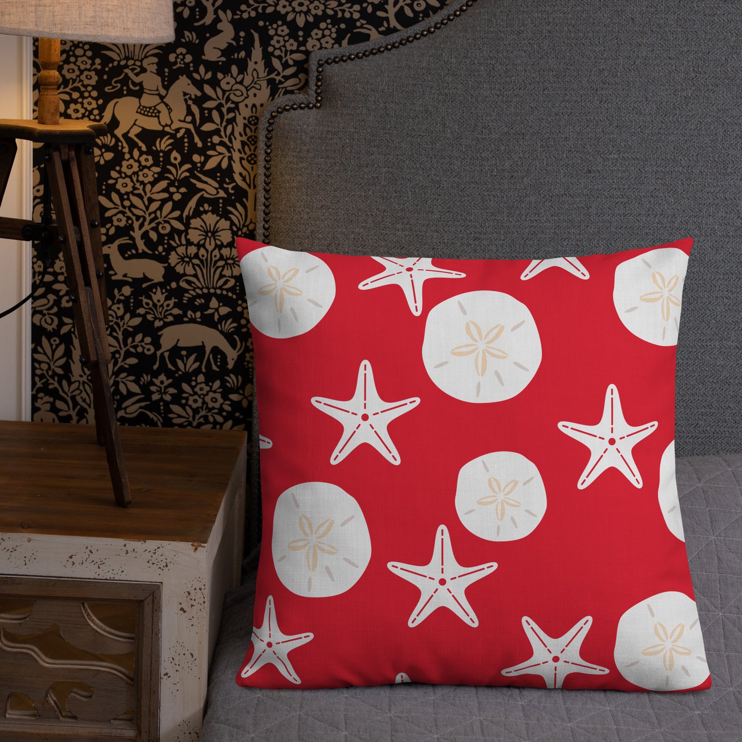 Starfish and Sand Dollars Red Premium Pillow