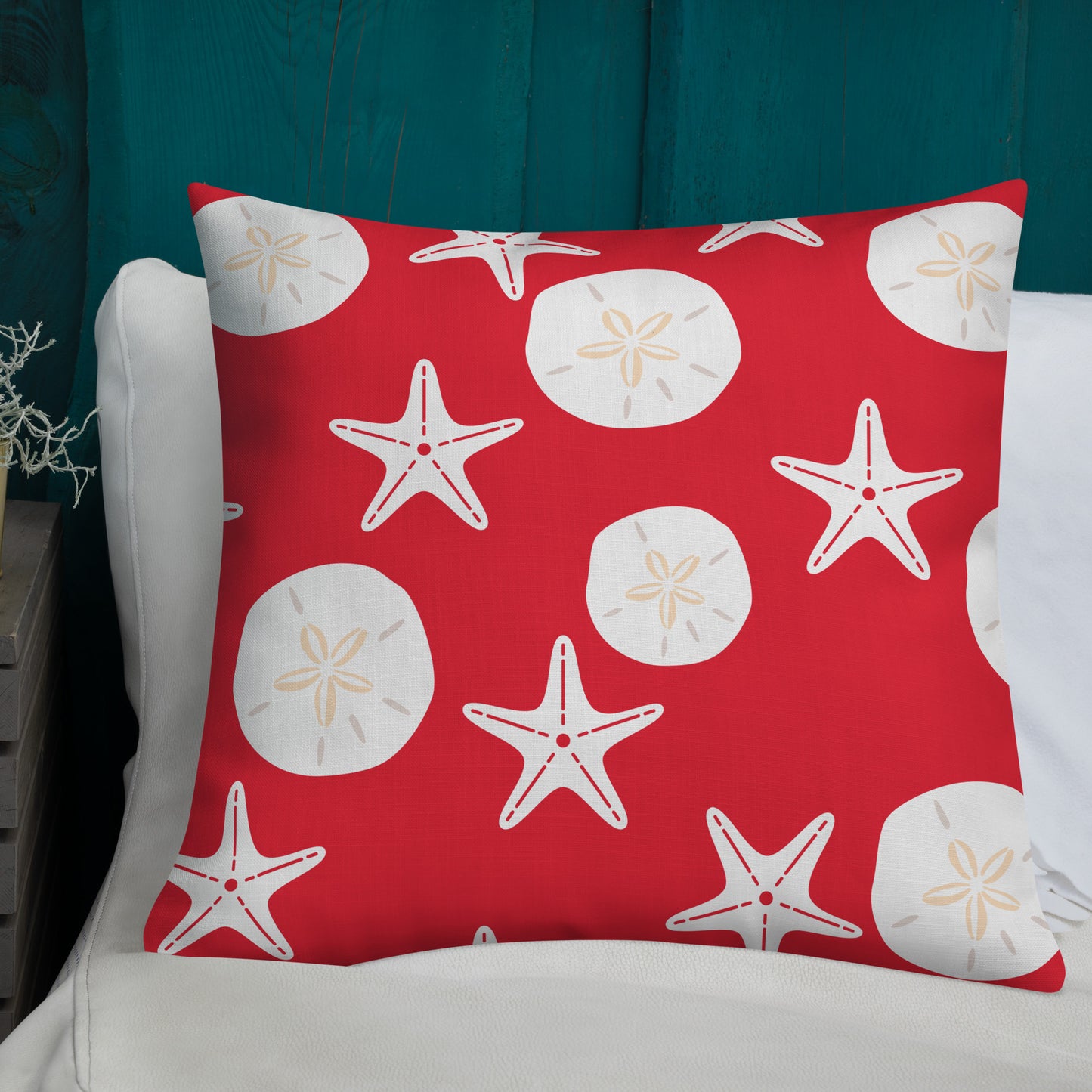 Starfish and Sand Dollars Red Premium Pillow