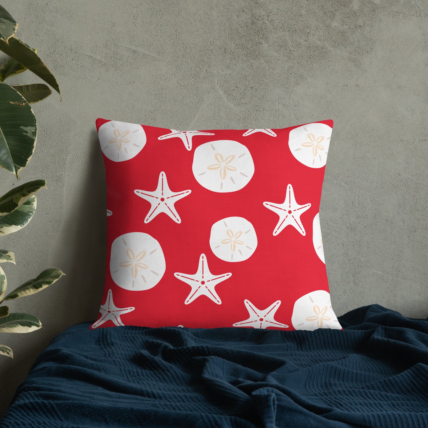 Starfish and Sand Dollars Red Premium Pillow