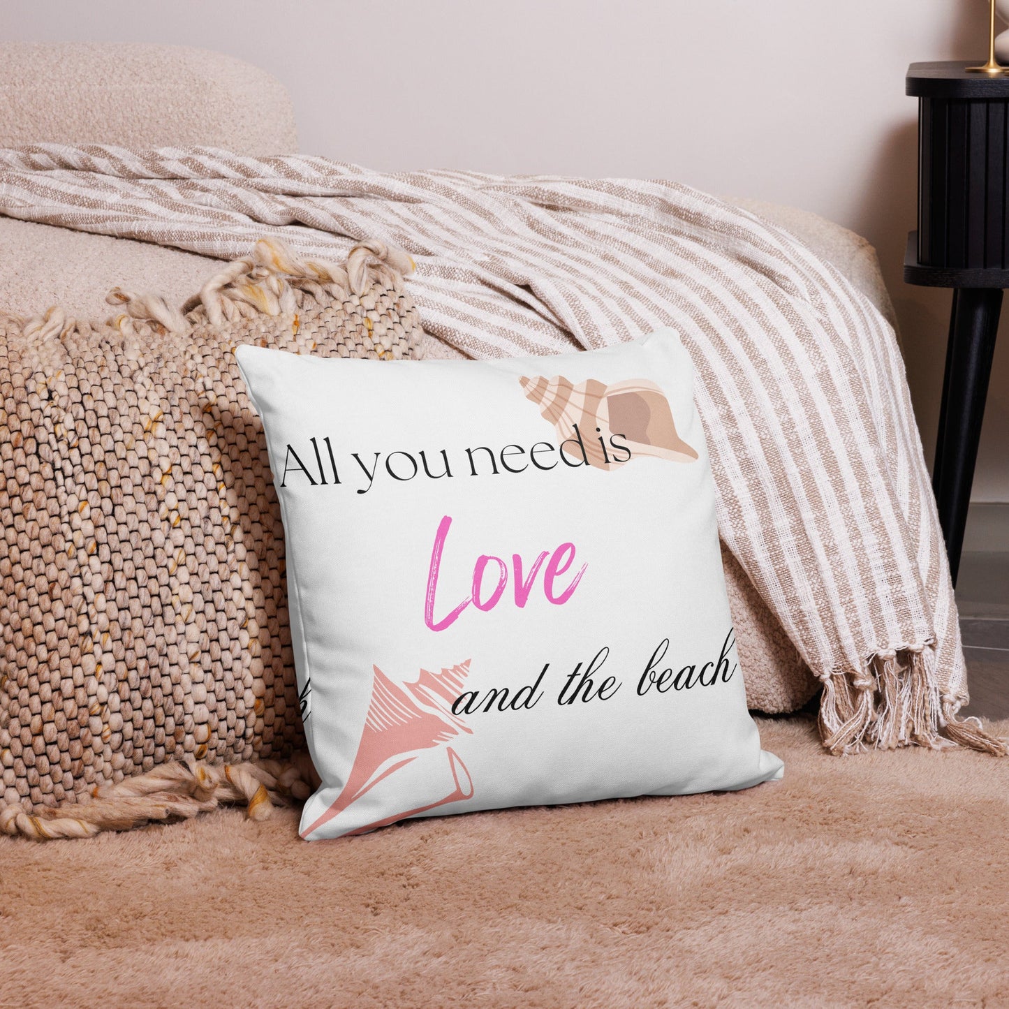 "All you need is love and the beach" Premium Pillow - Creative Coastal Decor