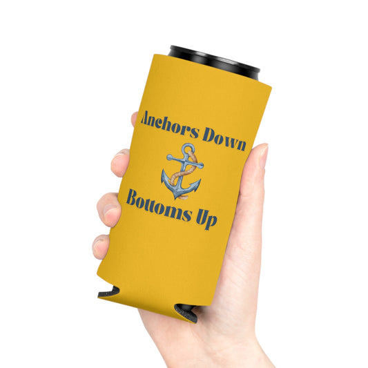 Anchors Down Bottoms Up Can Cooler Sleeve - Creative Coastal Decor