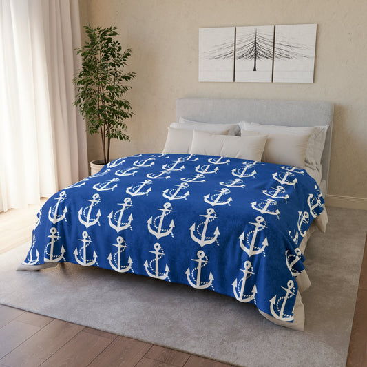 Anchors Soft Polyester Blanket - Creative Coastal Decor