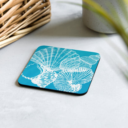 Aruba Blue Seashells Cork - back coaster - Creative Coastal Decor