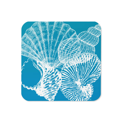 Aruba Blue Seashells Cork - back coaster - Creative Coastal Decor