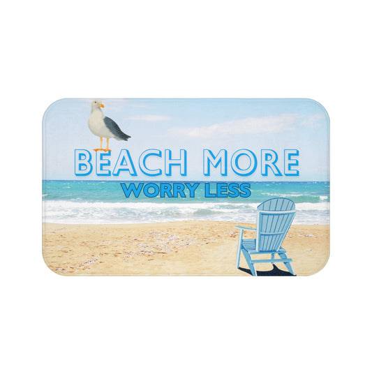 Beach More Worry Less - Bath Mat - Creative Coastal Decor