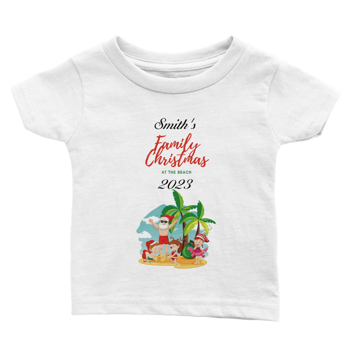 Personalized Family Christmas at the Beach Classic Baby Crewneck T-shirt