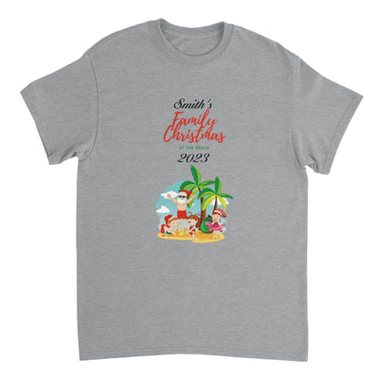 Personalized Family Christmas at the Beach Unisex Crewneck T-shirt