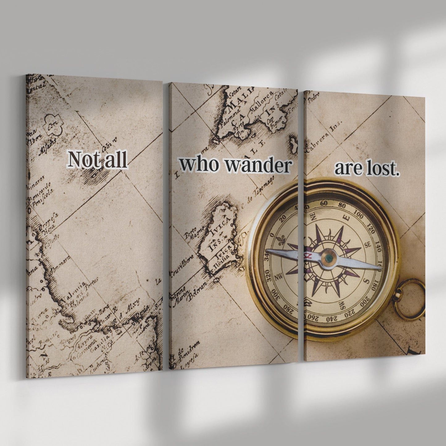 "Not All Who Wander Are Lost" 3 - Piece Canvas - Creative Coastal Decor