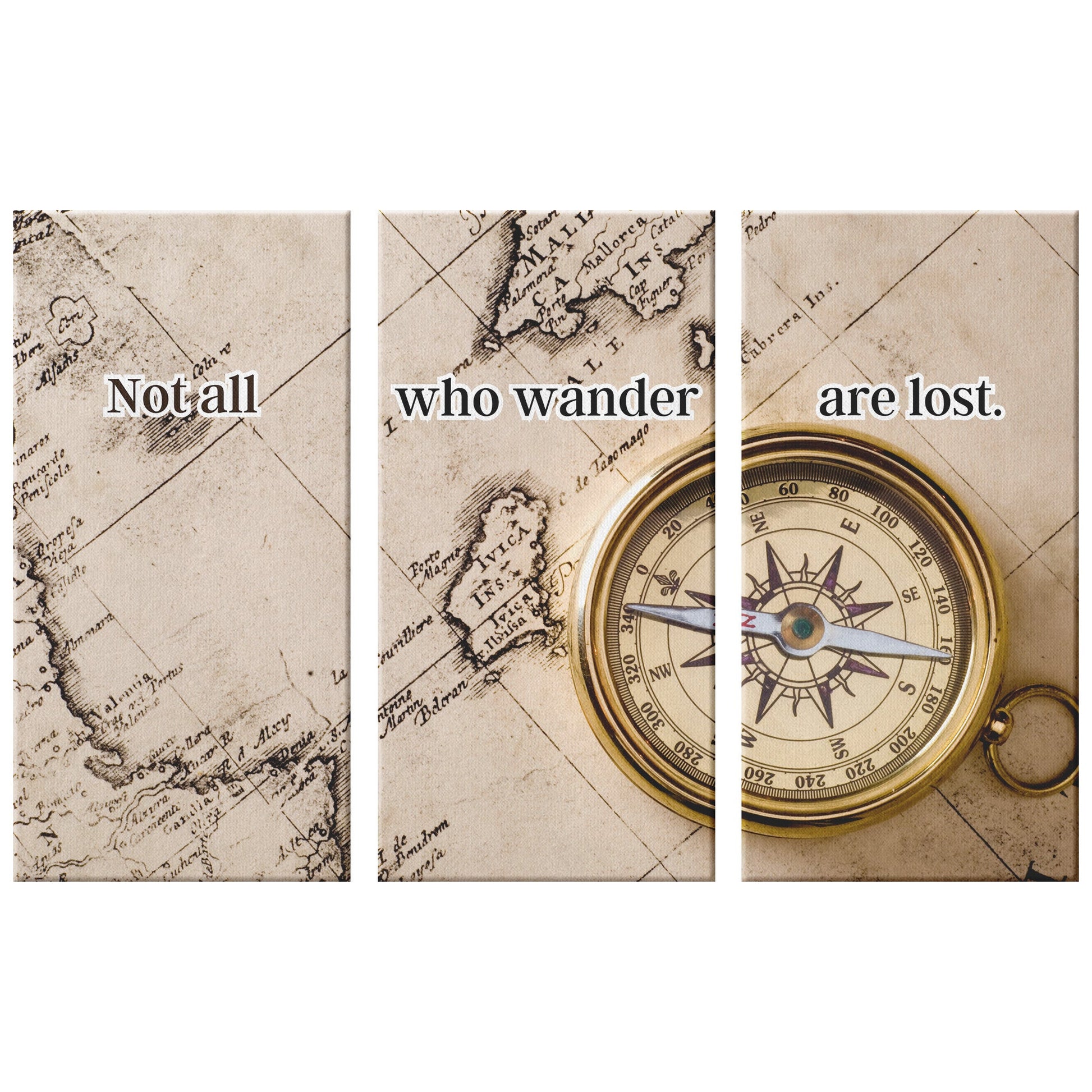 "Not All Who Wander Are Lost" 3 - Piece Canvas - Creative Coastal Decor