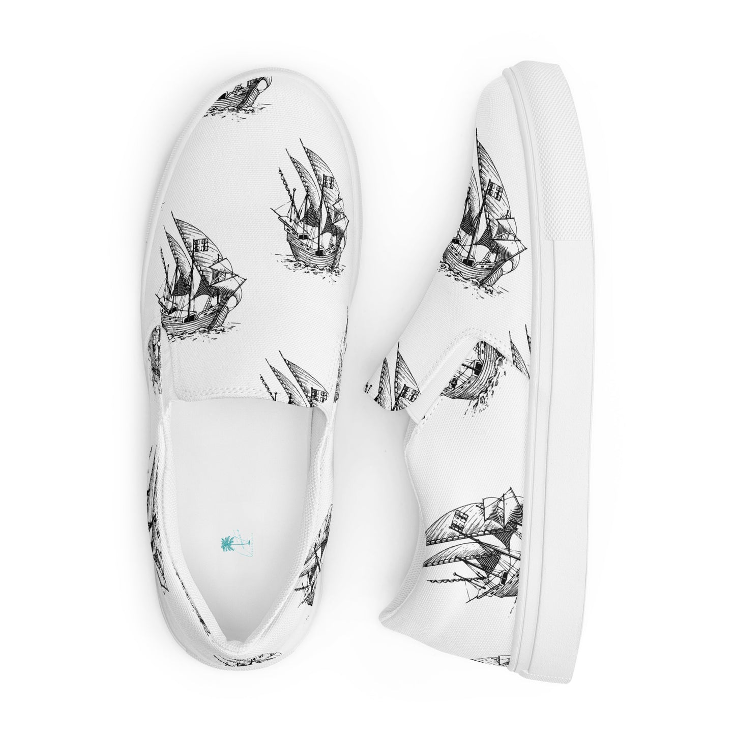 Men’s nautical ship slip-on canvas shoes