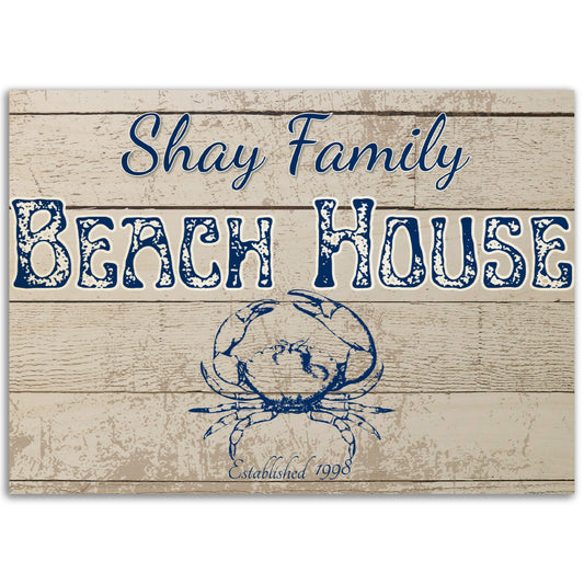 Personalized Beach House Wood Sign